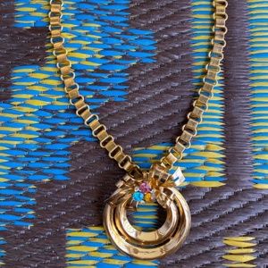 VTG 1940s Bow Pendant Book Chain Necklace Signed Coro 14.5 Inches